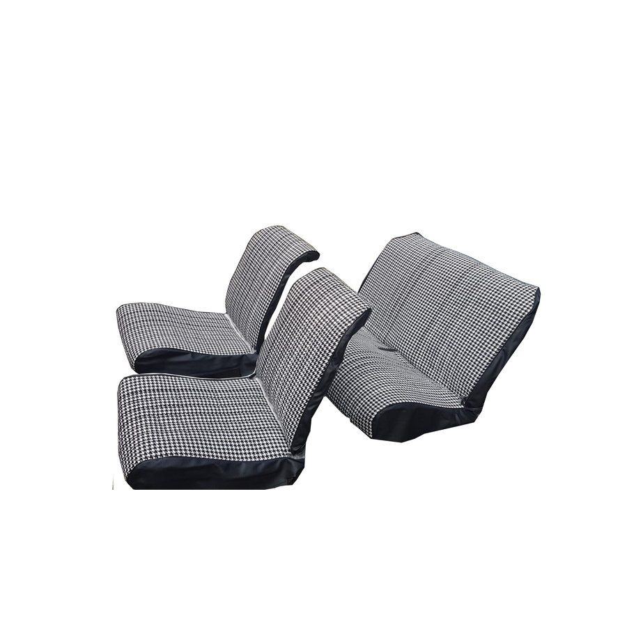 Original seat cover set for 2 front seat + rear bench in "pied de poule" black and white cloth Charleston Citroën 2CV-2