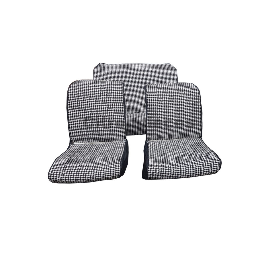 Original seat cover set for 2 front seat + rear bench in "pied de poule" black and white cloth Charleston Citroën 2CV-1