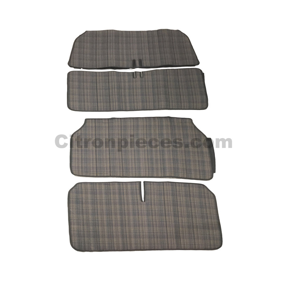 Original seat cover set for rear bench in gray cloth Charleston Citroën 2CV-2