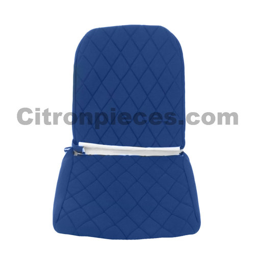  2CV Seat cover set for front L seat (2 round angles) in blue cloth Charleston Citroën 2CV 