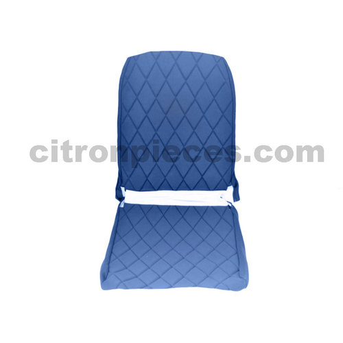  2CV Sitzbezug Vordersitz rechts (Rückenlehne mit 2 abgerundeten Ecken) blauer Stoff Charleston Citroën 2CV 
