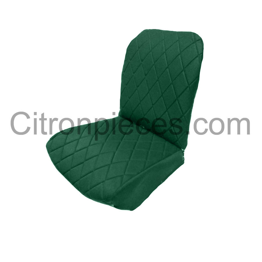 Original seat cover set for front L seat (2 round angles) in green cloth Charleston Citroën 2CV-2