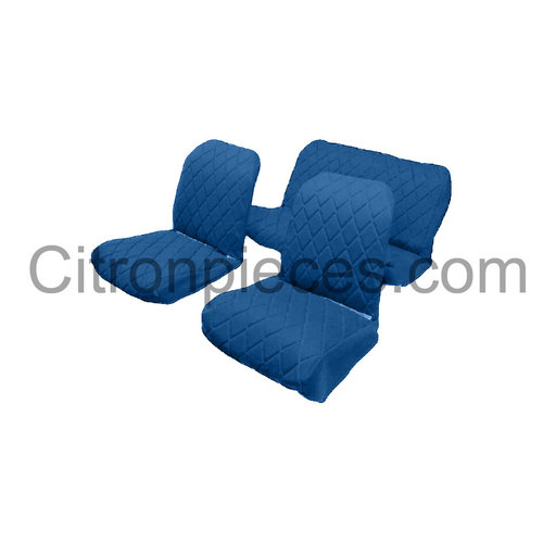  2CV Original seat cover set for rear bench in bleu cloth Charleston Citroën 2CV - Copy 