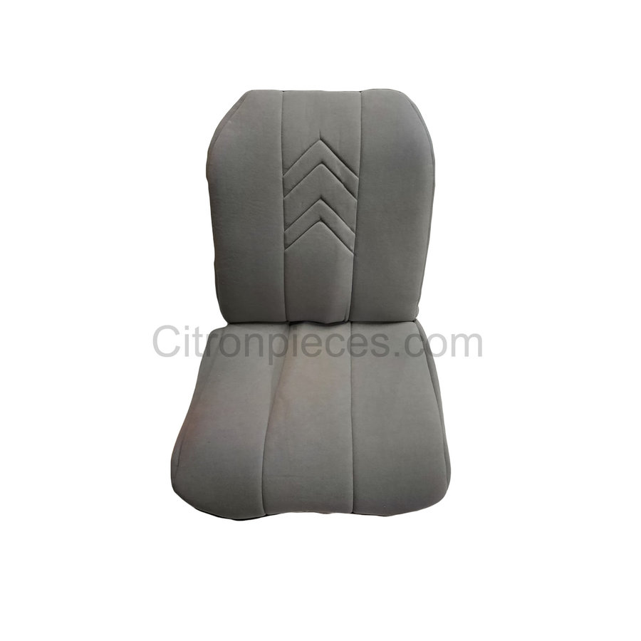 Original seat cover set for front L seat (2 round angles) in gray cloth with old Citroën logo Citroën 2CV-2