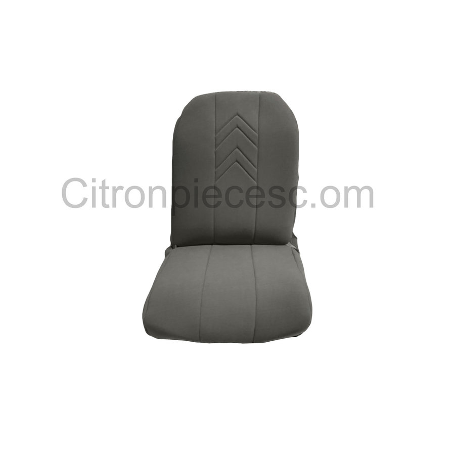 Original seat cover set for front R seat (2 round angles) in gray cloth with old Citroën logo Citroën 2CV-1