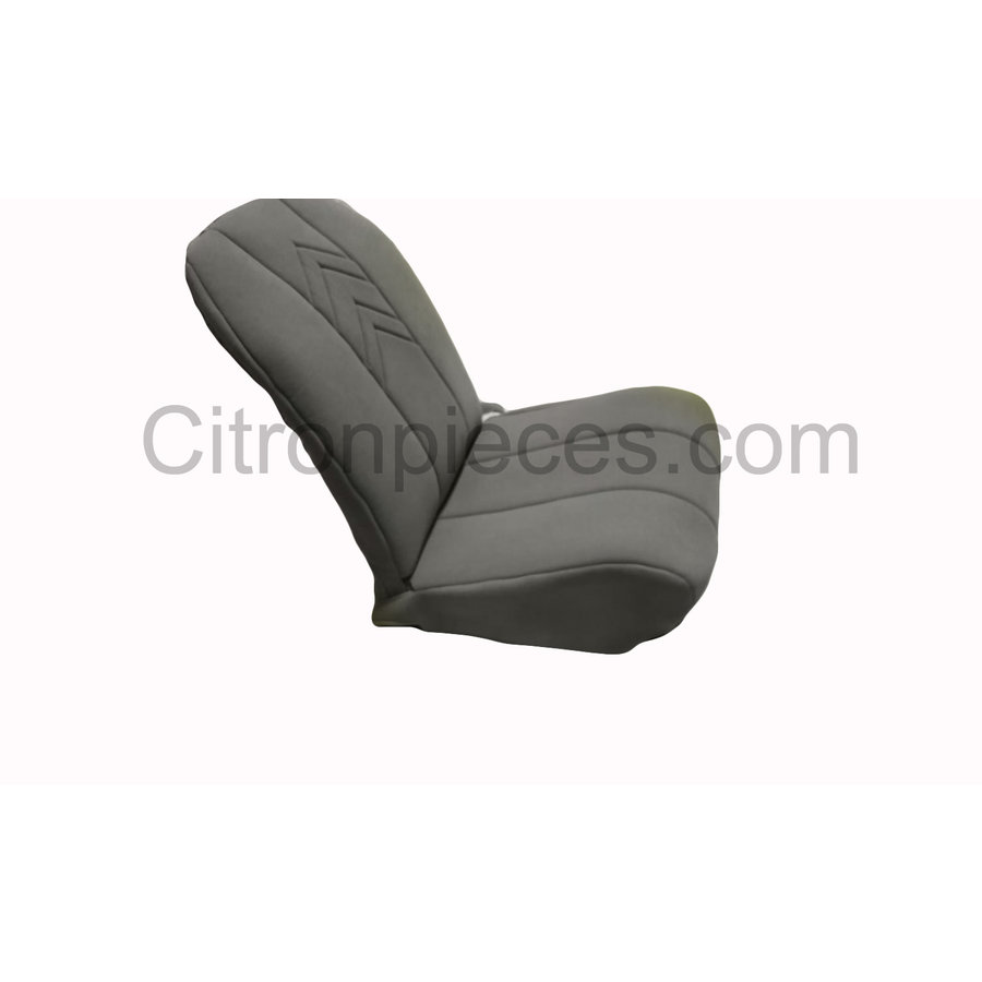 Original seat cover set for front R seat (2 round angles) in gray cloth with old Citroën logo Citroën 2CV-2