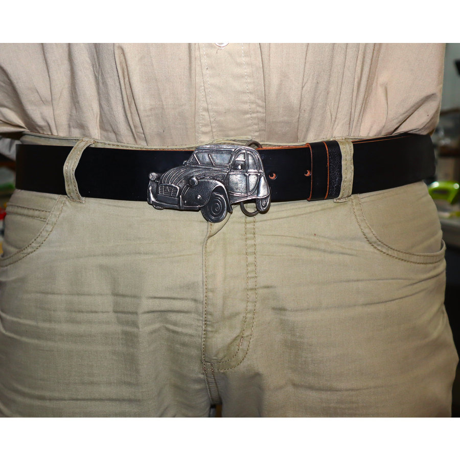 Ceinture en cuir avec boucle Citroen 2CV taille 48 (pouces)-2