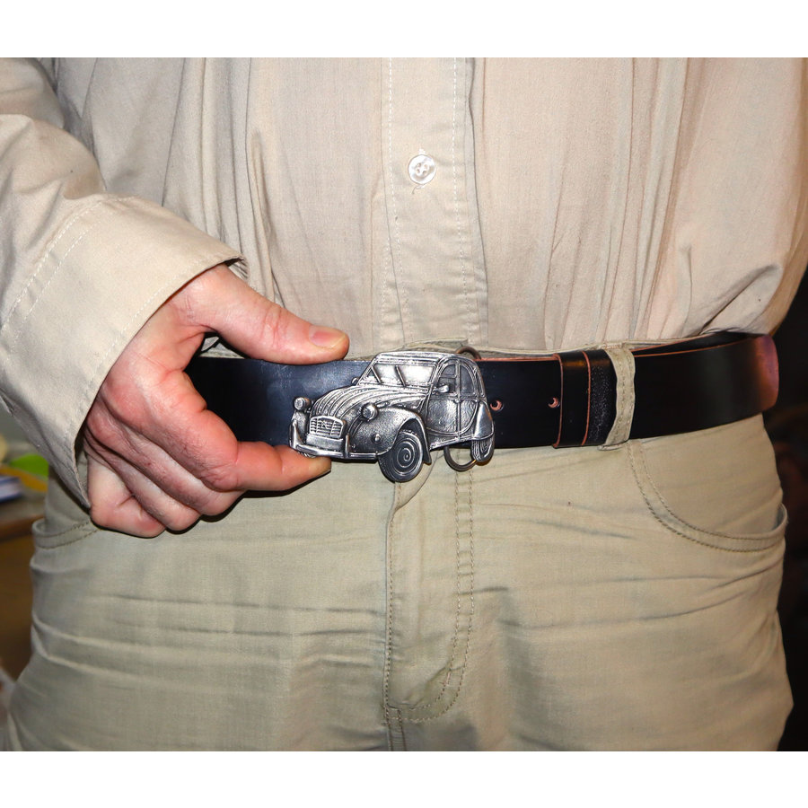 Leather belt with buckle Citroen 2CV size 48 (inch)-3