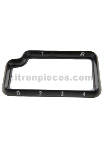  ID/DS Plastic frame (black with white letter inscription) of shift handle for semi-automatic 61-68 Citroën ID/DS 