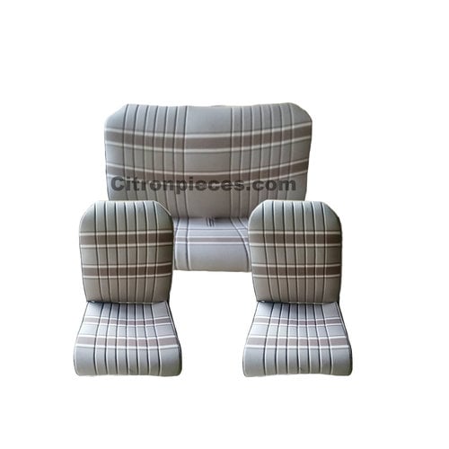  Citroën 2CV BEKLEDINGS SET  2 VOORSTOELEN +  1 ACHTERBANK BEIGE VOOR 2CV / DYANE 