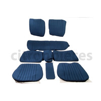 Garniture complète (2 sièges AV + 1 banquette AR) en étoffe bleu unie Citroën ID/DS