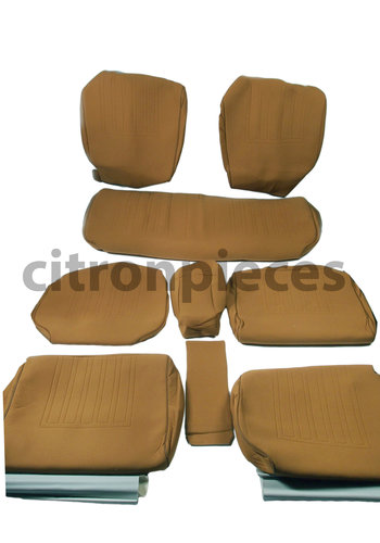  ID/DS Garniture complète (2 sièges AV + 1 banquette AR) en étoffe jaune unie imprimé gauffre Citroën ID/DS 