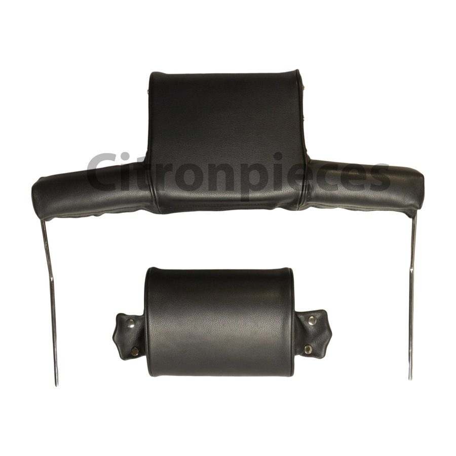 Head rest with black leather trimming wide model 2 pieces Citroën ID/DS-1