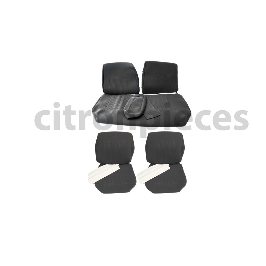Garniture complète (2 sièges AV + 1 banquette AR) en étoffe gris unie imprimé gauffre Citroën ID/DS-2