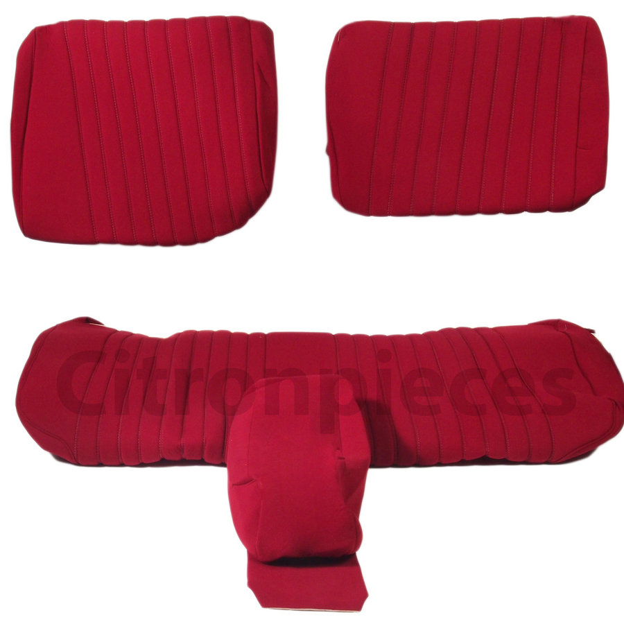 Cover set red fabric Pallas (WITHOUT WHITE  LEATHERETTE PIECE BEHIND FRONT SEAT) '69 Citroën ID / DS-2