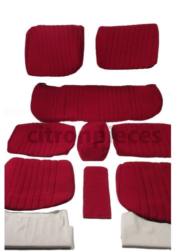  Citroën ID/DS Cover set red fabric Pallas (WITHOUT WHITE  LEATHERETTE PIECE BEHIND FRONT SEAT) '69 Citroën ID / DS 
