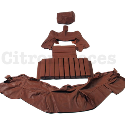  SM Original front seat cover brown leather (seat back closing panel and head rest cover) Citroën SM 