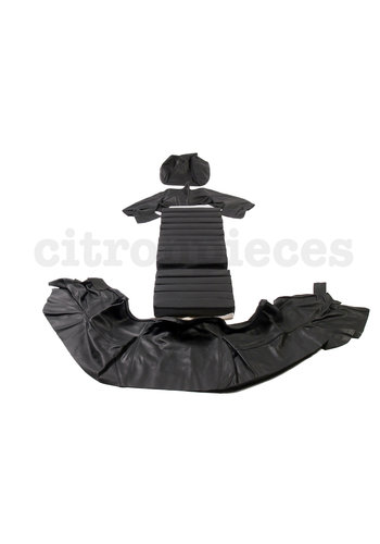  Citroën SM Original Sitzbezug Satz für Vordersitz leder-bezogen schwarz (Sitz Rückenlehne Abschlussfüllung und Bezug für Kopfstütze) Citroën SM 