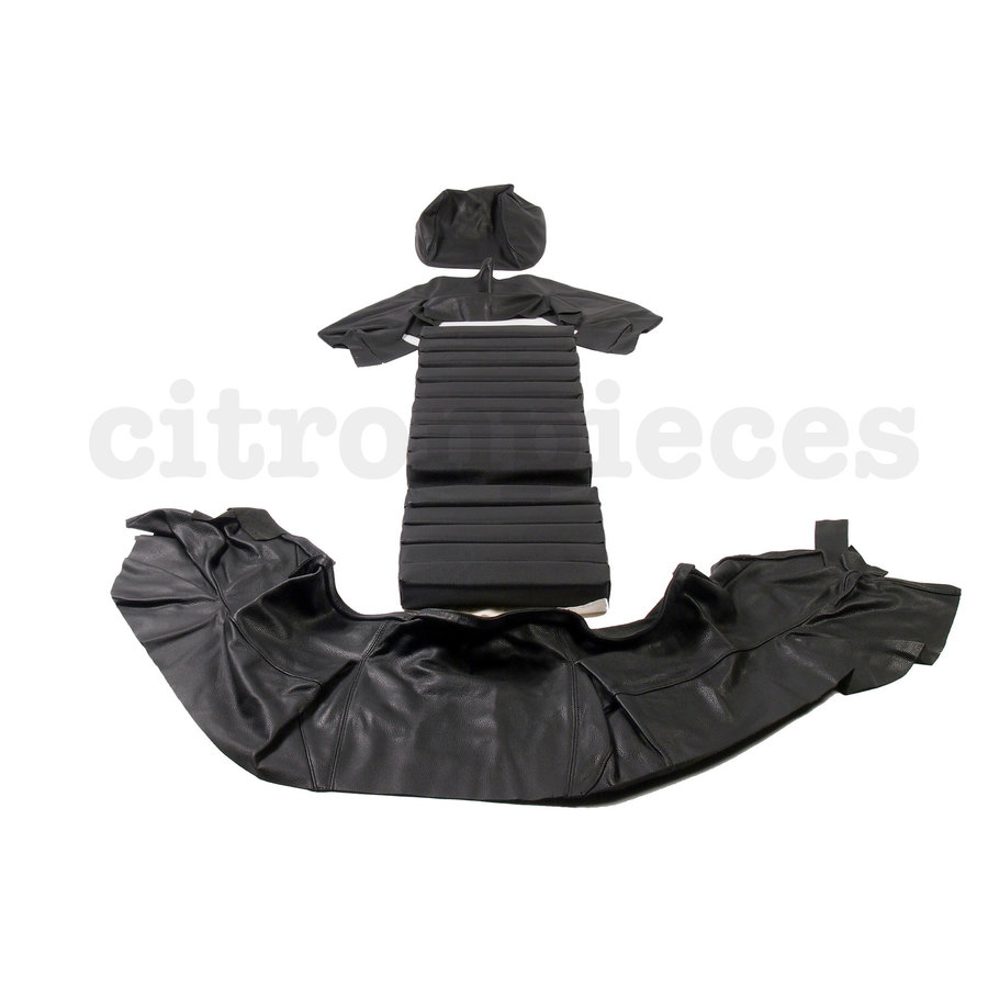 Original front seat cover black leather (seat back closing panel and head rest cover) Citroën SM-1