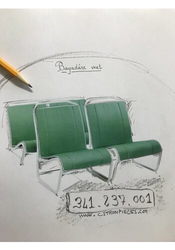  Citroën 2CV Original seat cover set for seat in green striped cloth (Exact Copie of the Original Cloth!) years '50 '60 Citroën 2CV 