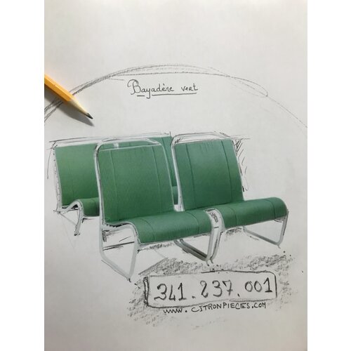  Citroën 2CV Original seat cover set for seat in green striped cloth (Exact Copie of the Original Cloth!) years '50 '60 Citroën 2CV 