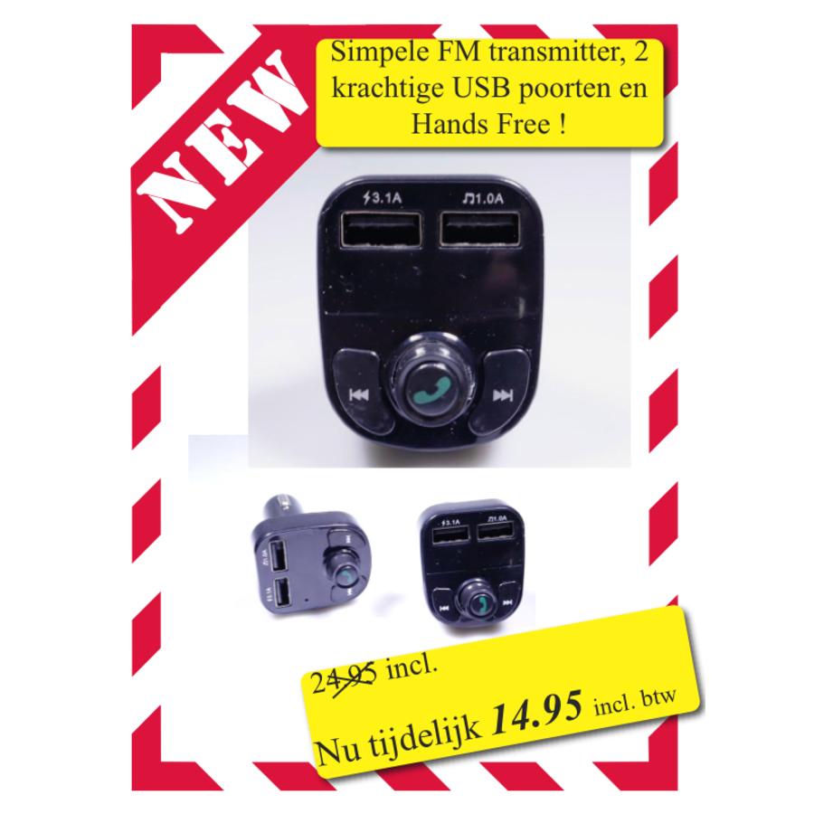 FM-Transmitter Auto, Adapter für Auto Radio, Freisprecheinrichtung, 2 USB Ports-1