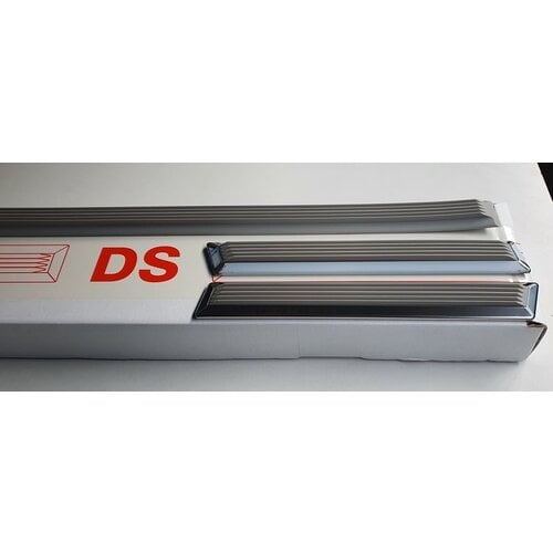  Citroën ID/DS 322.369.500: Set  of strips (8 pieces) made of stainless steel with white rubberces) en Inox avec caoutchouc blanc, Width= 33 mm. This set can be glued or fastened with double sided tape. It has no holes made in it. For PALLAS.  ID/DS. - 