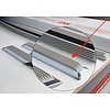 Citroën ID/DS 322.369.502: Set  of strips (8 pieces) made of stainless steel with white rubberces) en Inox avec caoutchouc blanc, Width= 33 mm. This set can be glued or fastened with double sided tape. It has no holes made in it. For BREAK.  ID/DS.