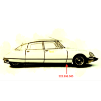 thumb-322.958.500: Mud flap set behind front jack support, Left and Right, for Citroën ID/DS. The metal on the mudflaps is NOT stainless steel, as this would make your chassis rust faster. Read more.-3