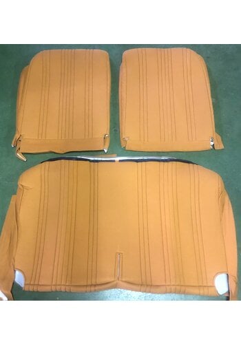 Citroën 2CV Satz mit 2 Vordersitzbezügen (asymmetrische Vordersitze) und 1 Rücksitzbezug aus gelbem Stoff, Citroën 2CV 