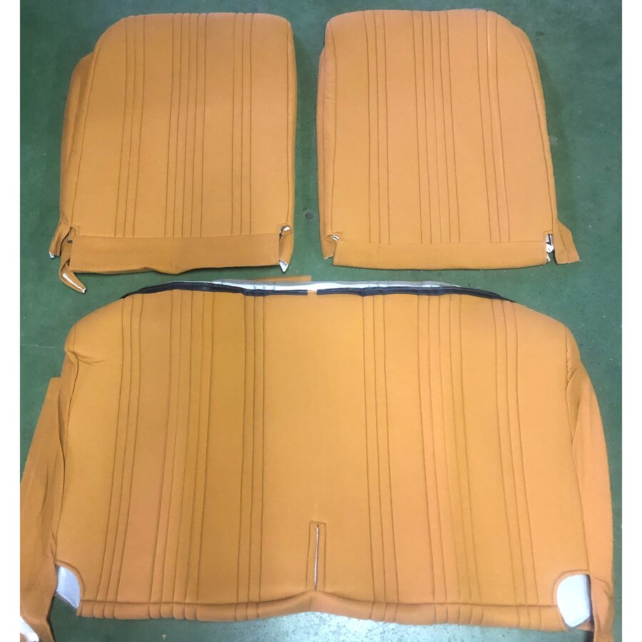 Set of 2 front seat covers (asymmetrical front seats) and 1 rear seat yellow fabric Citroën 2CV-1