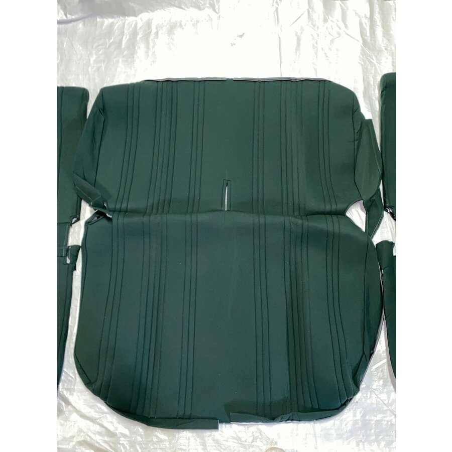 Set:  2 voorstoelhoezen (assymetrische voorstoelen ) en 1 achterbank groen stof Citroën 2CV-1