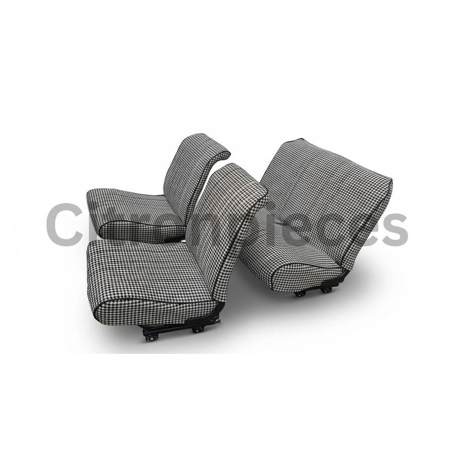 Original seat cover set for rear bench in "pied de poule" black and white cloth Charleston Citroën 2CV  - Copy-1