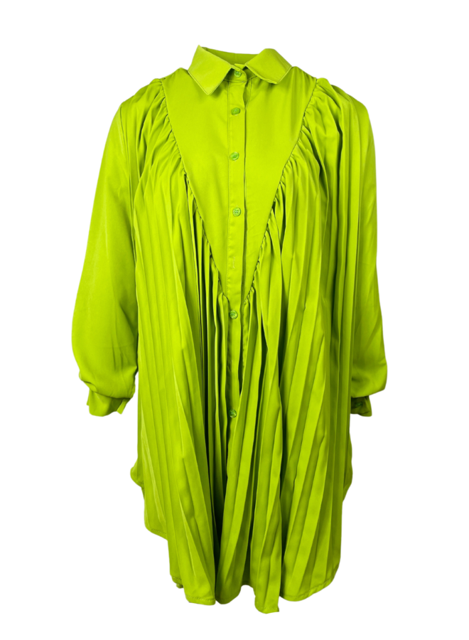 Plissé Blouse / Overhemd Lime Groen