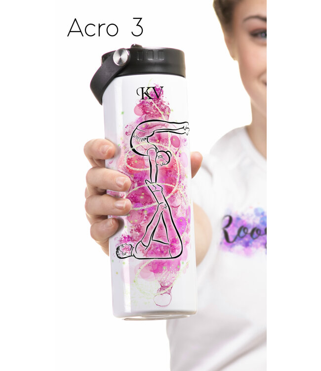 Gepersonaliseerde Drinkfles met naam 650ml + 2 deksels  Acro