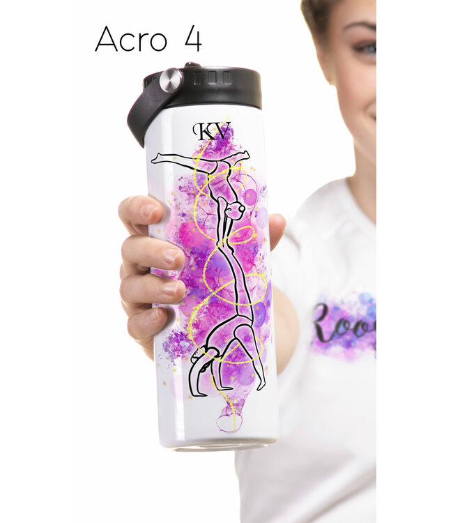Gepersonaliseerde Drinkfles met naam 650ml + 2 deksels  Acro