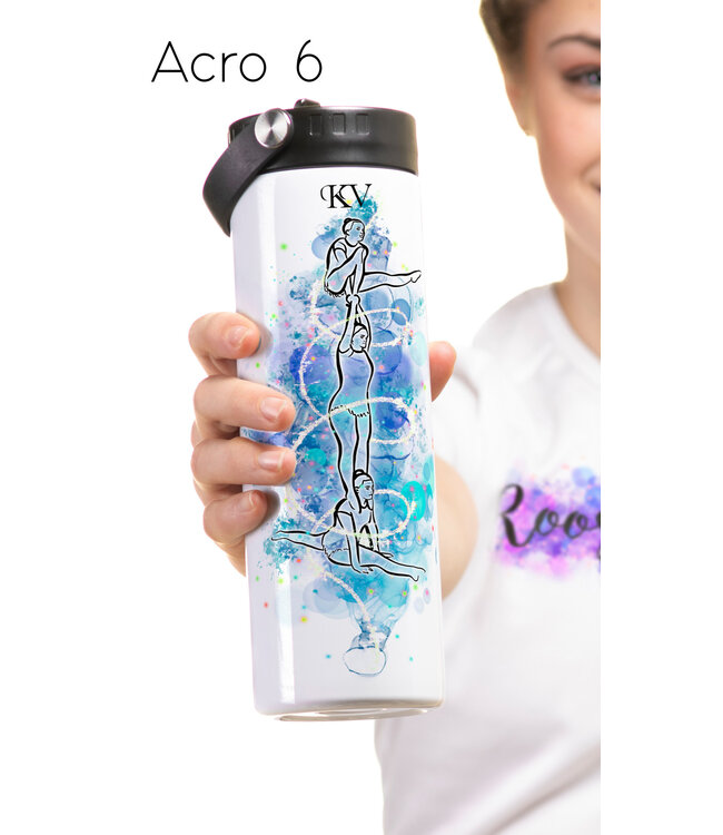 Gepersonaliseerde Drinkfles met naam 650ml + 2 deksels  Acro