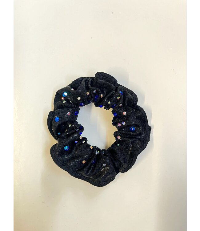 KV Gymnastics Wear Scrunchie Zwart met blauwe crystals