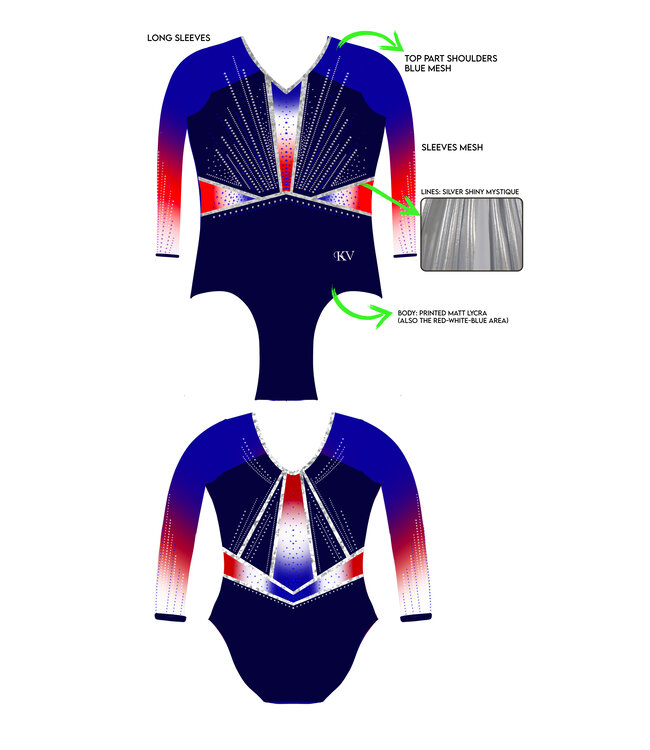KV Leotard Elise Red White Blue