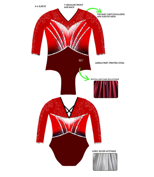 KV Leotard Vive Red Silver