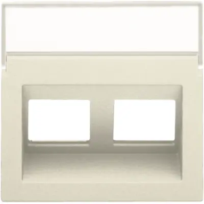 Niko centraalplaat 2-voudig tbv RJ draagring schuin met tekstveld cream (100-65400)