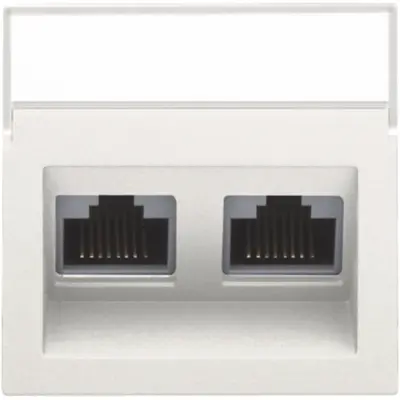 Niko centraalplaat 2-voudig tbv RJ draagring schuin met tekstveld white (101-65400)