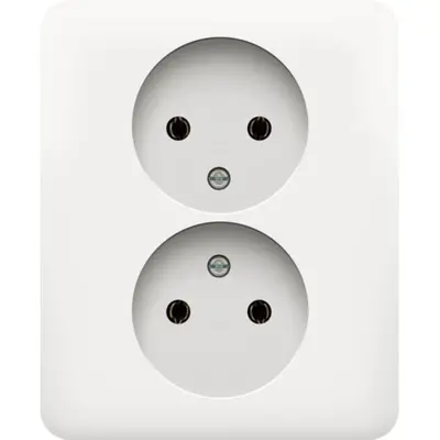 Niko wandcontactdoos 2-voudig zonder randaarde voor enkele inbouwdoos white (101-67410)