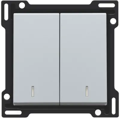 Niko schakelwip 2-voudig met controlevenster sterling coated (121-61507)