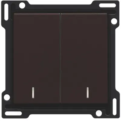 Niko schakelwip 2-voudig met controlevenster dark brown coated (124-61507)