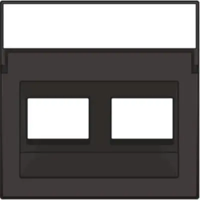 Niko centraalplaat 2-voudig tbv RJ draagring schuin met tekstveld dark brown coated (124-65400)