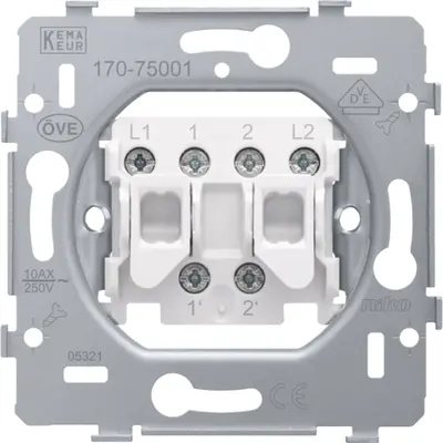 Niko pulsdrukker 2x maak N.O of N.G 10A schroefklemmen (170-75001)