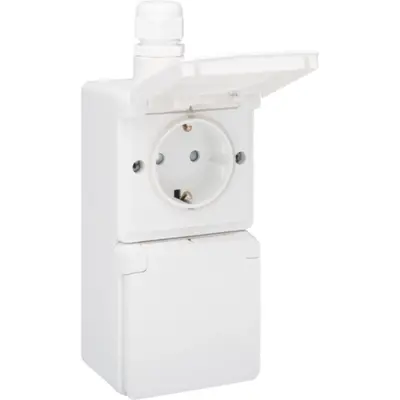 Niko Hydro wandcontactdoos 2-voudig randaarde opbouw met schroefklemmen verticaal wit (701-37842)