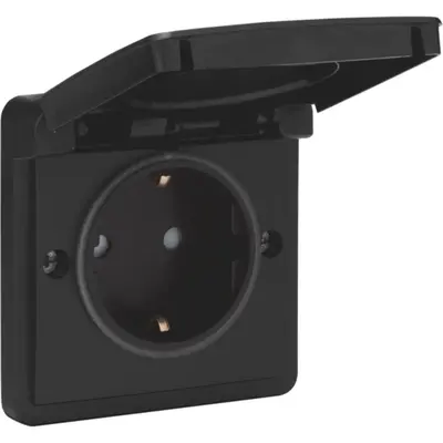 Niko Hydro wandcontactdoos 1-voudig randaarde met schroefklemmen zwart (761-36800)