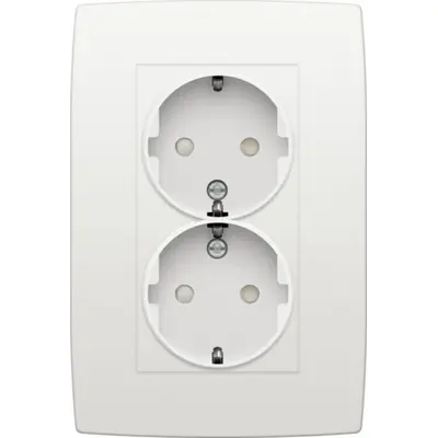 Niko wandcontactdoos 2-voudig met randaarde ultra vlak voor ovale 1,5 inbouwdoos white (101-67835)